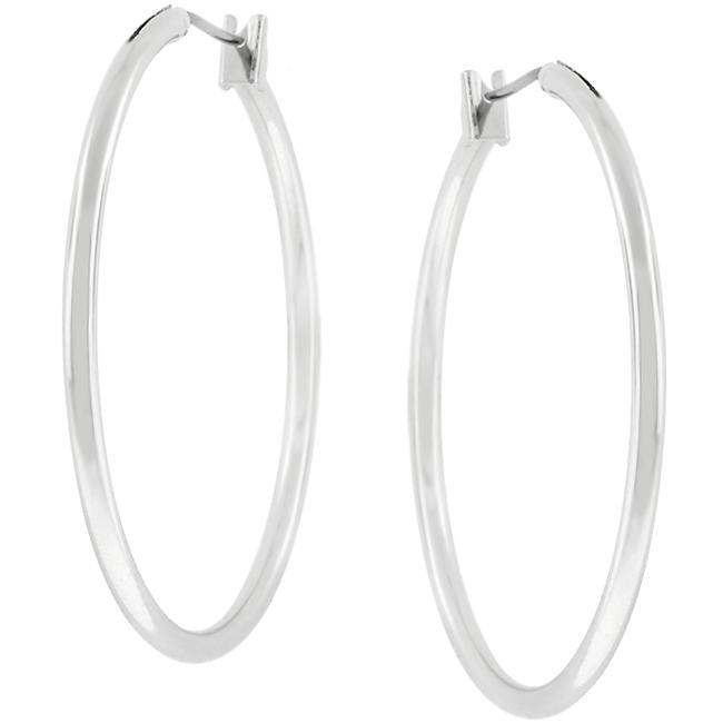 Basic Silvertone Finish Hoop Earrings - Babewear