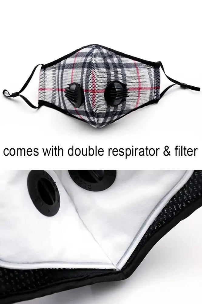Beige Black Double Respirator Filter Face Mask