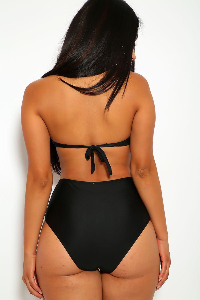 Black Bandeau High Waisted 2 Pc. Swimsuit