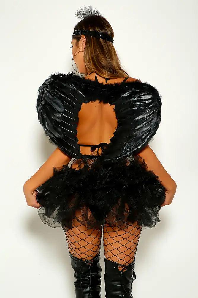 Black Black Sequins Angel Two Piece Costume