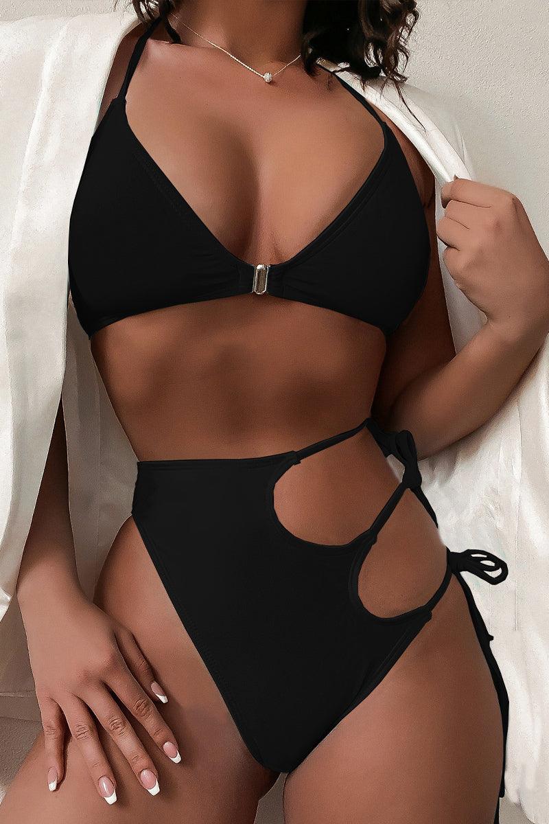 Black Cut Out Sexy Two Piece Swimsuit