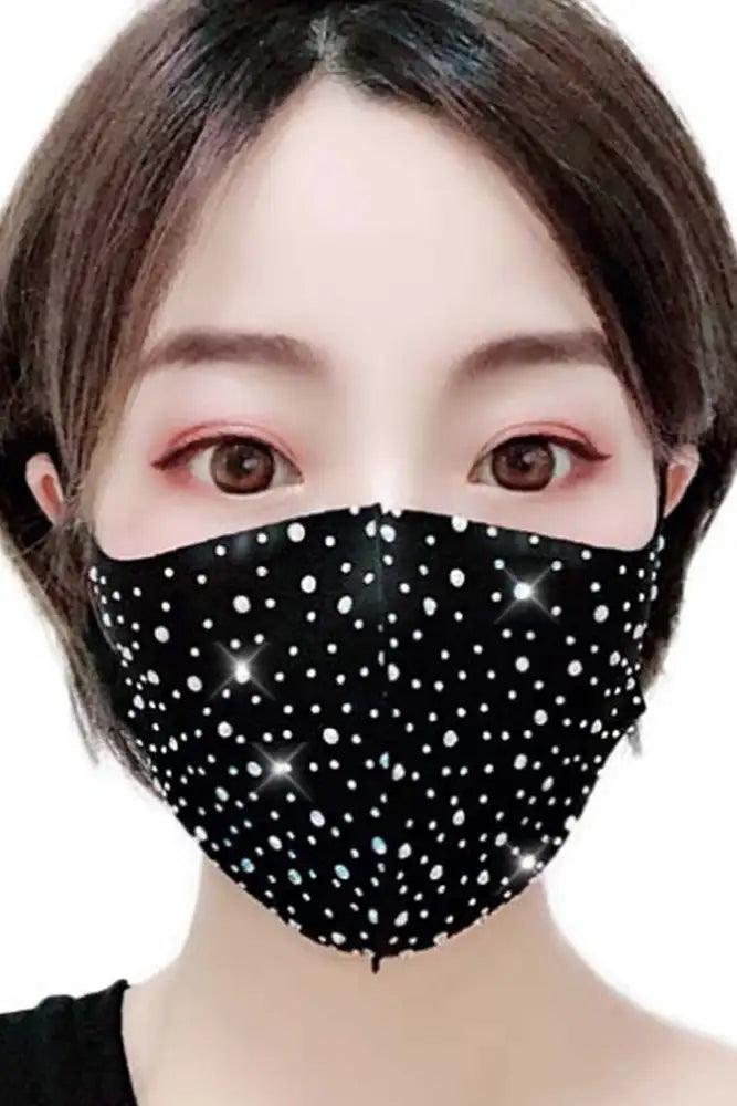 Black Diamond Rhinestone Face Mask - Babewear