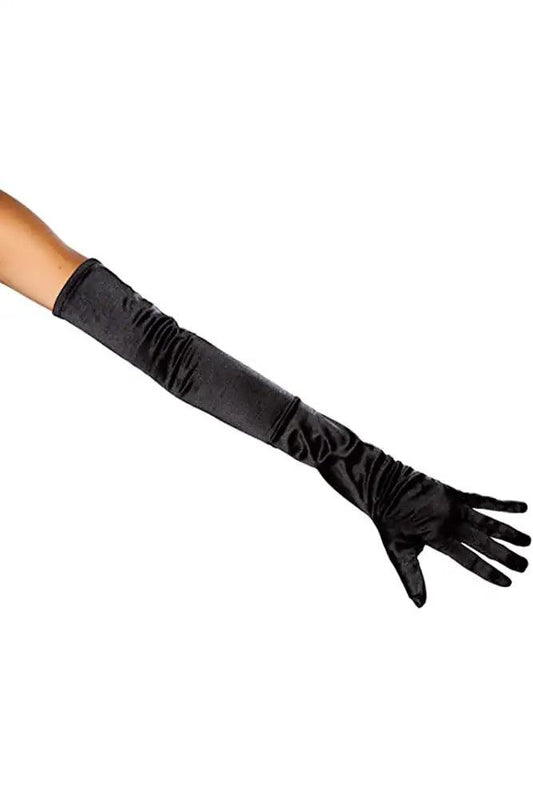 Black Extra Long Satin Gloves