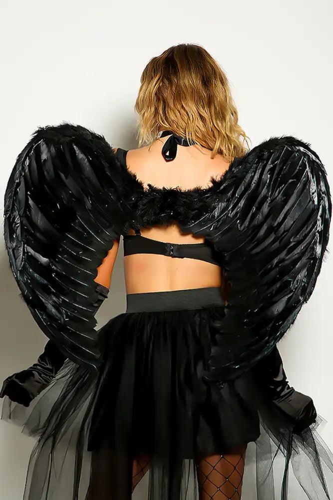 Black Faux Feather Wings Costume Accessory