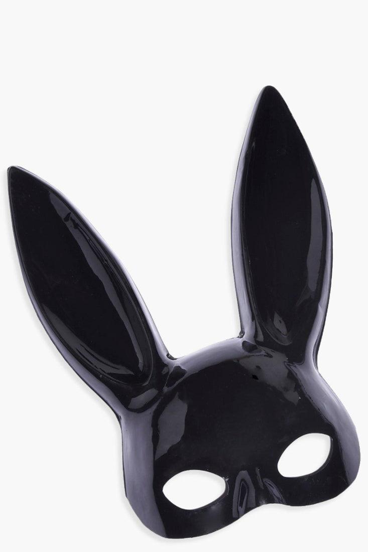 Black Glossy Bunny Mask Costume Accessory