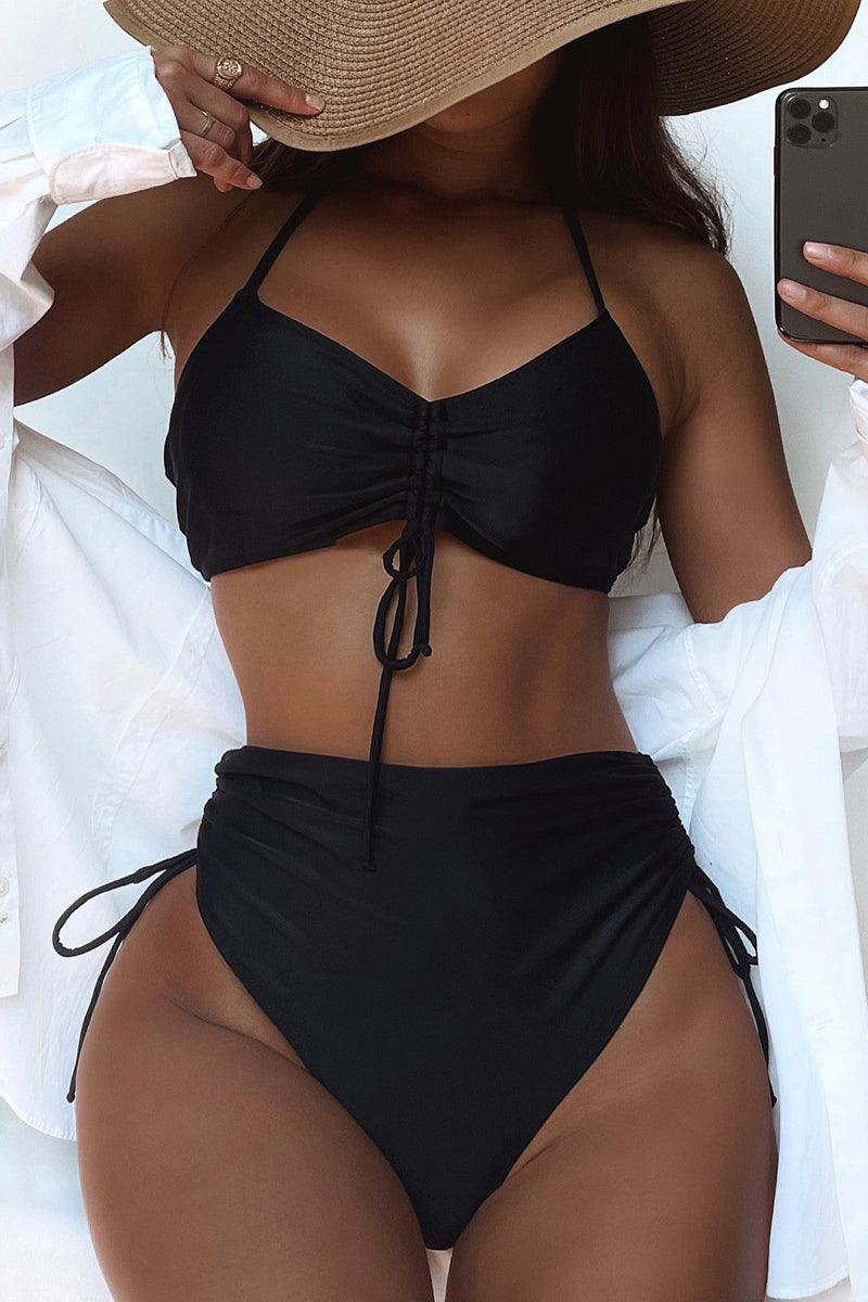 Black High Waist Two Piece Swimsuit