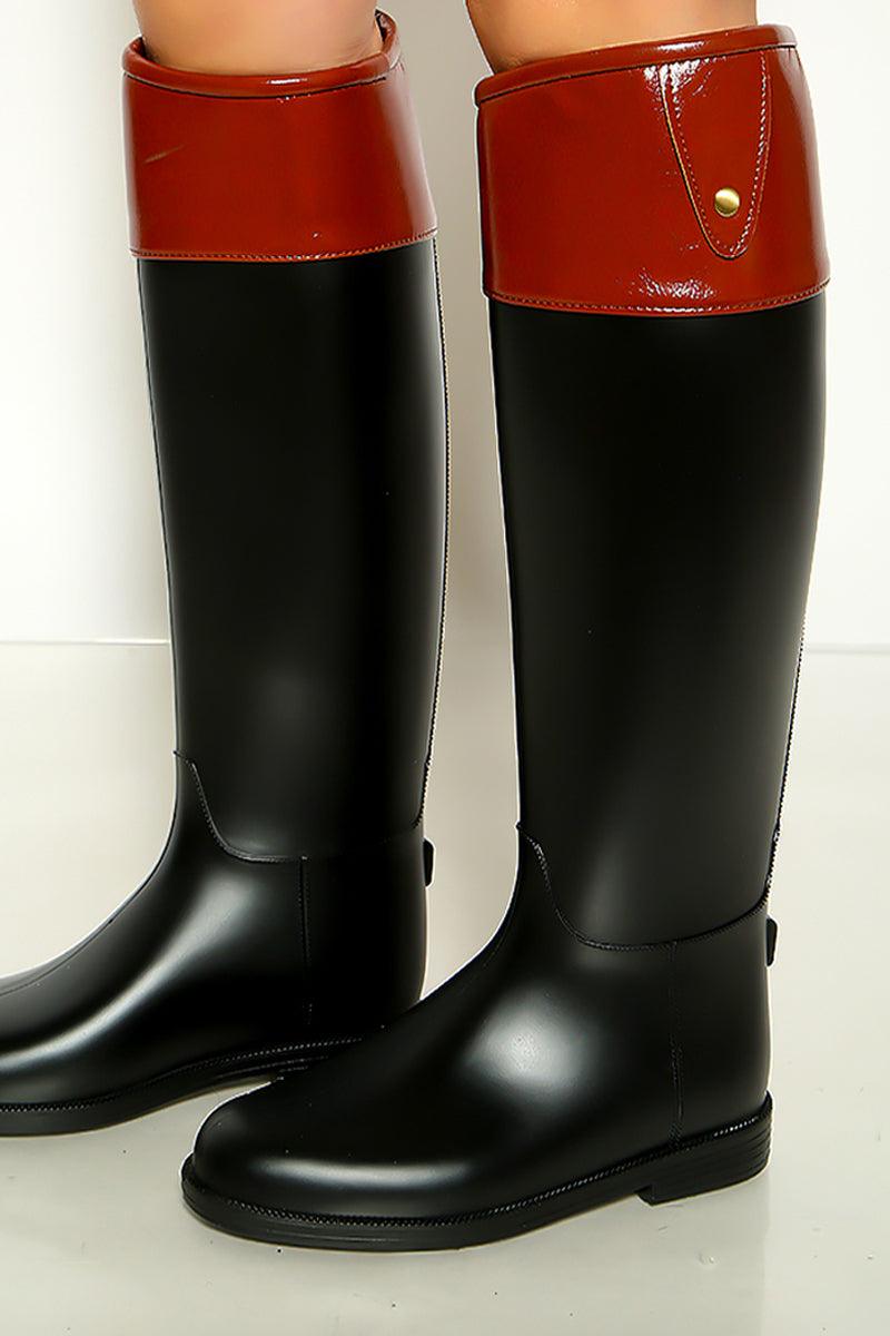 Black Knee High Waterproof Rain Boots