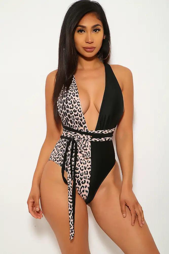 Black Leopard Print One Piece Monokini - Babewear