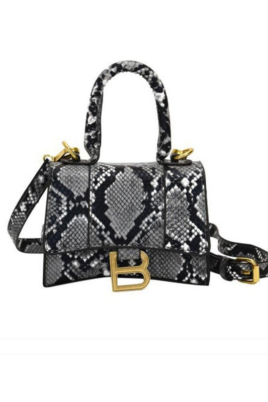 Black Multi Snake Skin Style Small Crossbody Bag