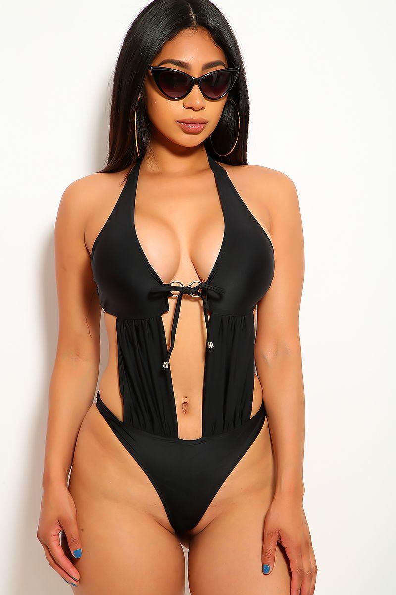 Black O-Ring Accent One Piece Swimsuit