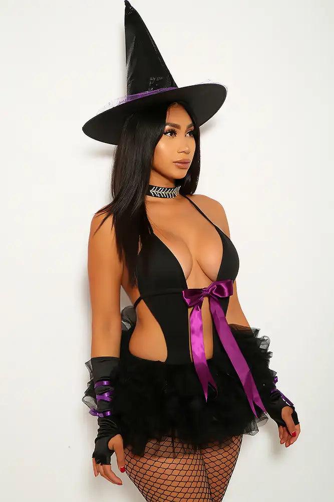 Black Purple Witch 4 Piece Costume