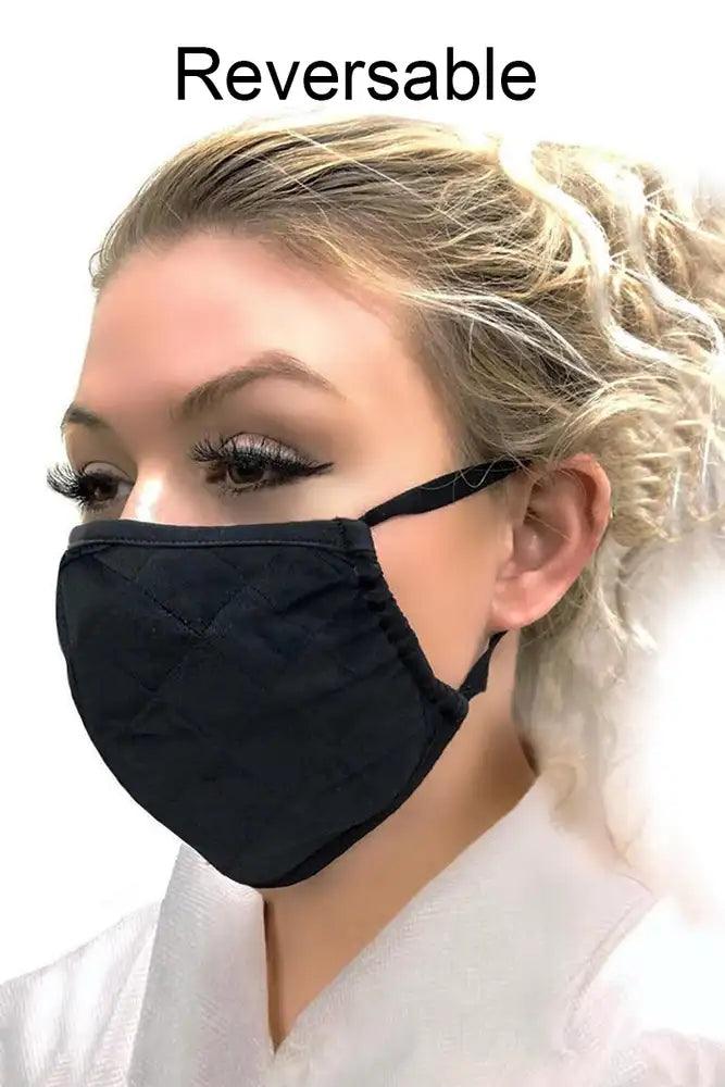 Black Quilted Reversible Washable Face Mask