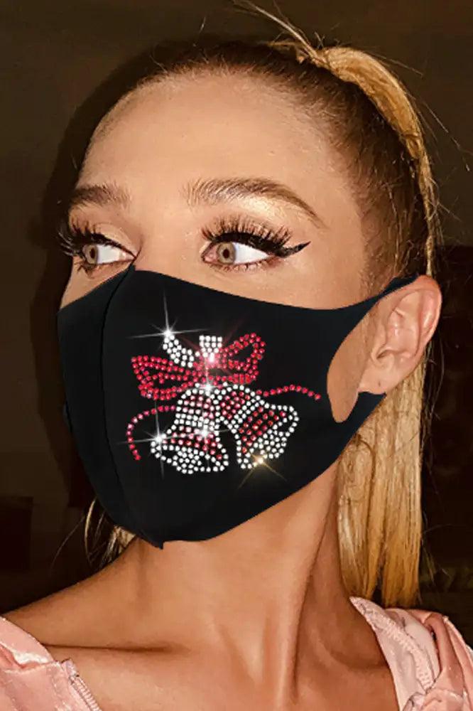 Black Rhinestone Jingle Bell Mask - Babewear