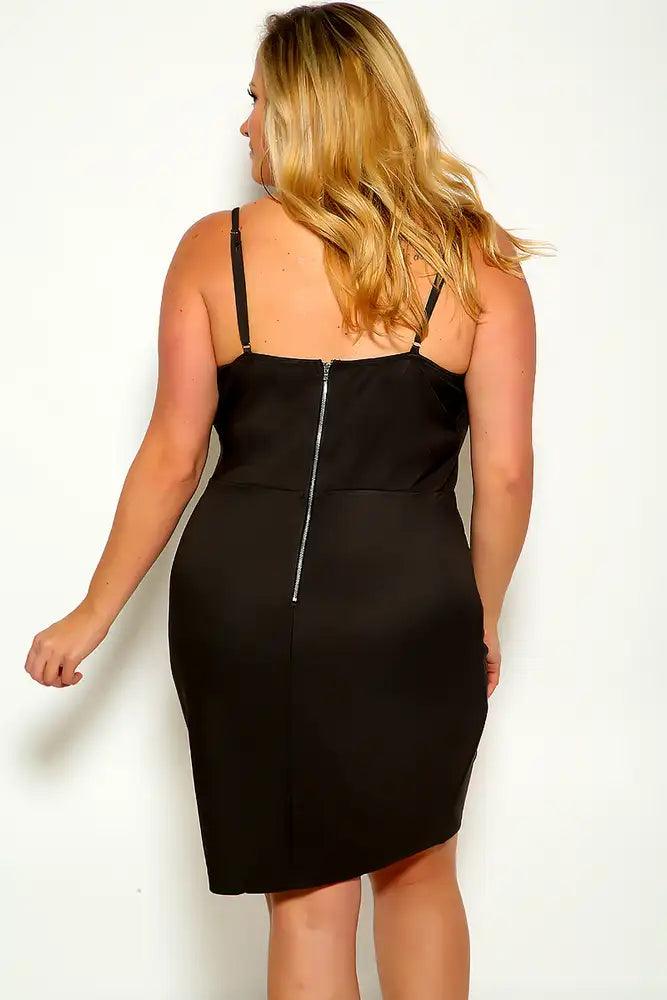 Black Sleeveless Lace Up Plus Size Party Dress