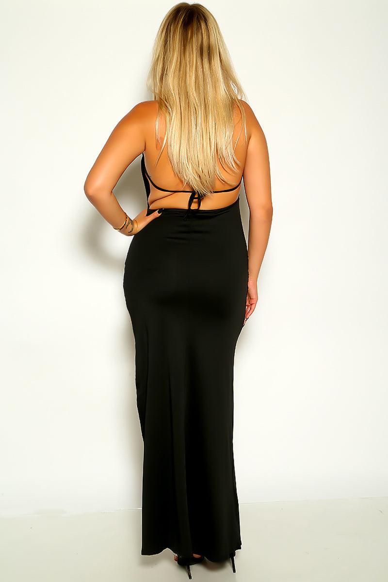 Black Sleeveless Side Slit Sexy Plus Size Dress