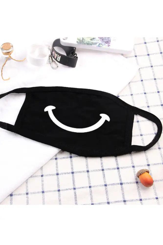 Black Smile Print Washable Face Mask - Babewear