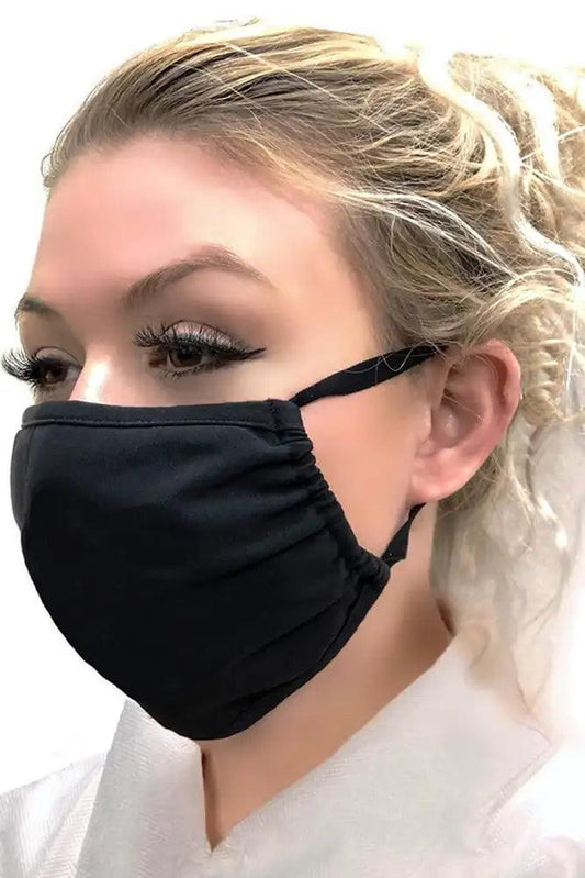 Black Stretchy Reusable Mouth Face Mask