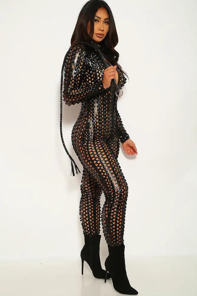 Black Textured One Piece Jumpsuit Costume