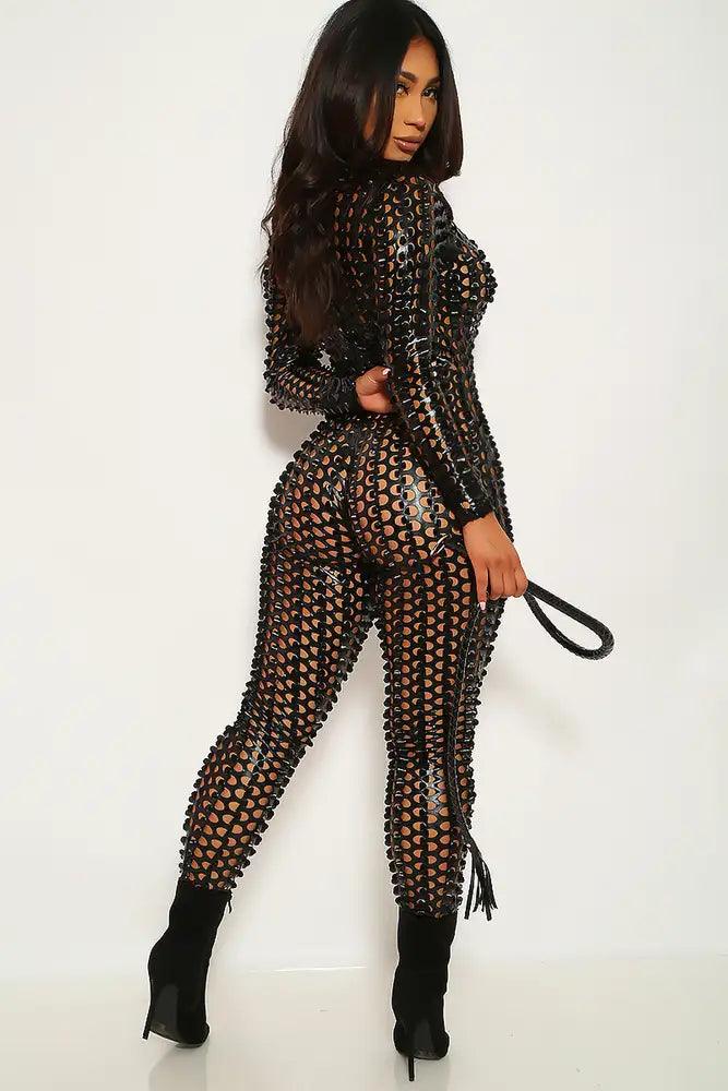 Black Textured One Piece Jumpsuit Costume