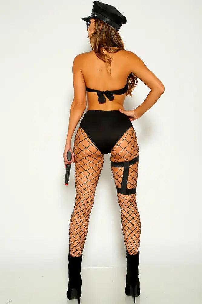 Black Top Handcuff Sexy Police 3 Piece Costume