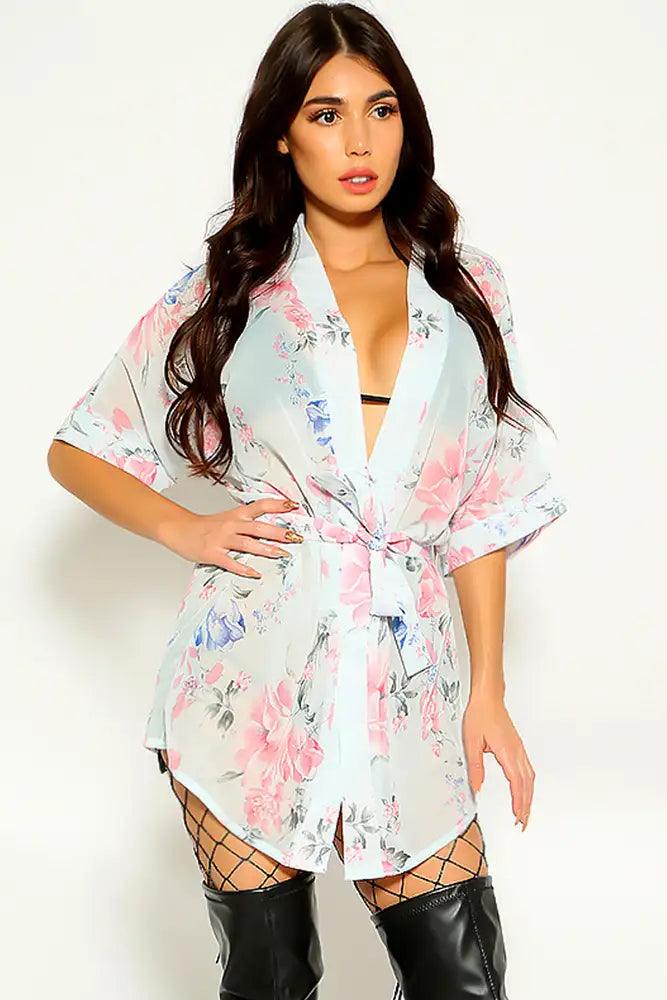 Blue Floral Kimono Two Piece Costume