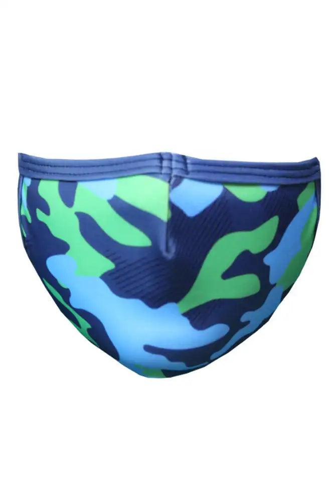 Blue Green Camouflage Print Washable Face Mask