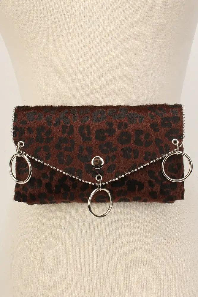 Brown Leopard Short Hair Faux Fur Fanny Pack - Babewear