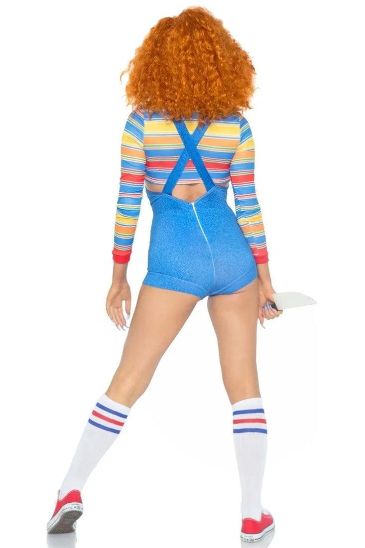 Wanna Play Blue Rainbow Stripe Sexy 2 Pc Doll Movie Character Costume