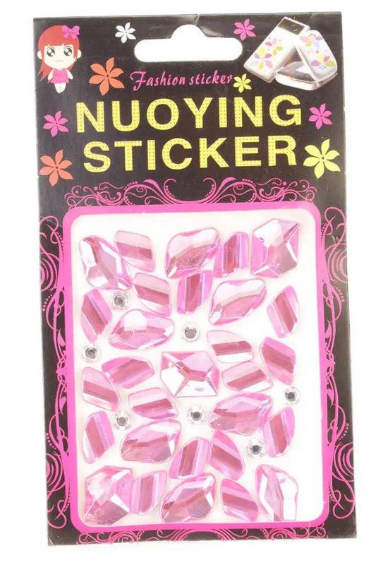 Fuchsia Faceted Beaded Gemstone Stickers - Babewear