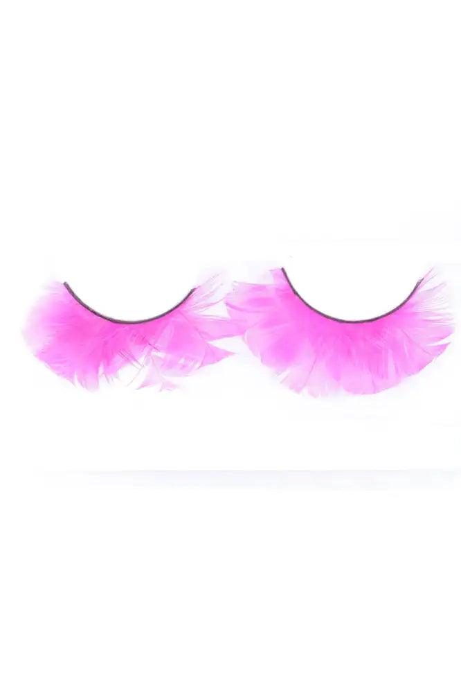 Fuchsia Faux Feather Eyelashes - Babewear