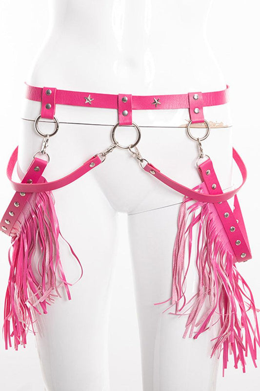 Fuchsia Fringe Chained Body Belt