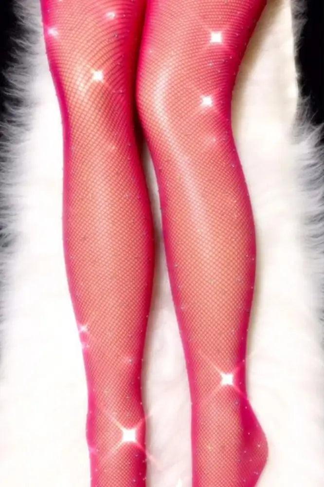 Fuchsia Rhinestone Fishnets Costume Accessory - Babewear