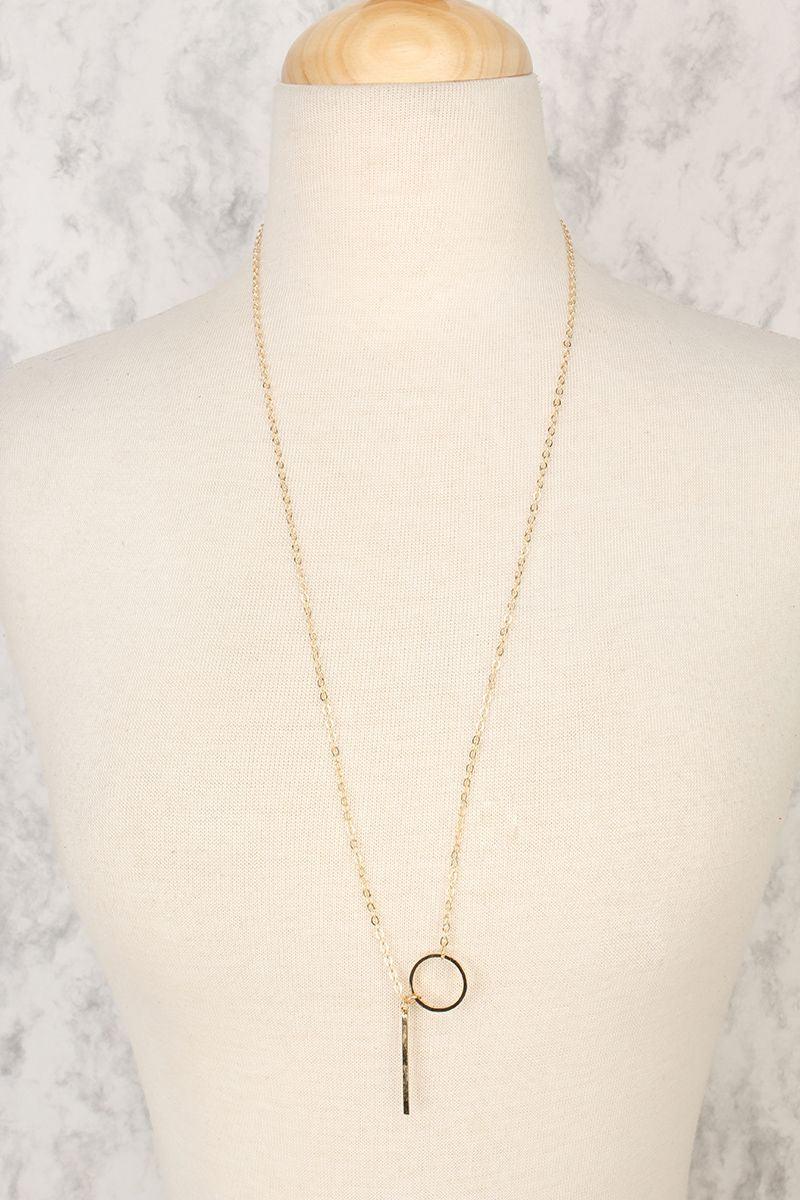 Gold High Polish Hoop Accent Detailing Necklace