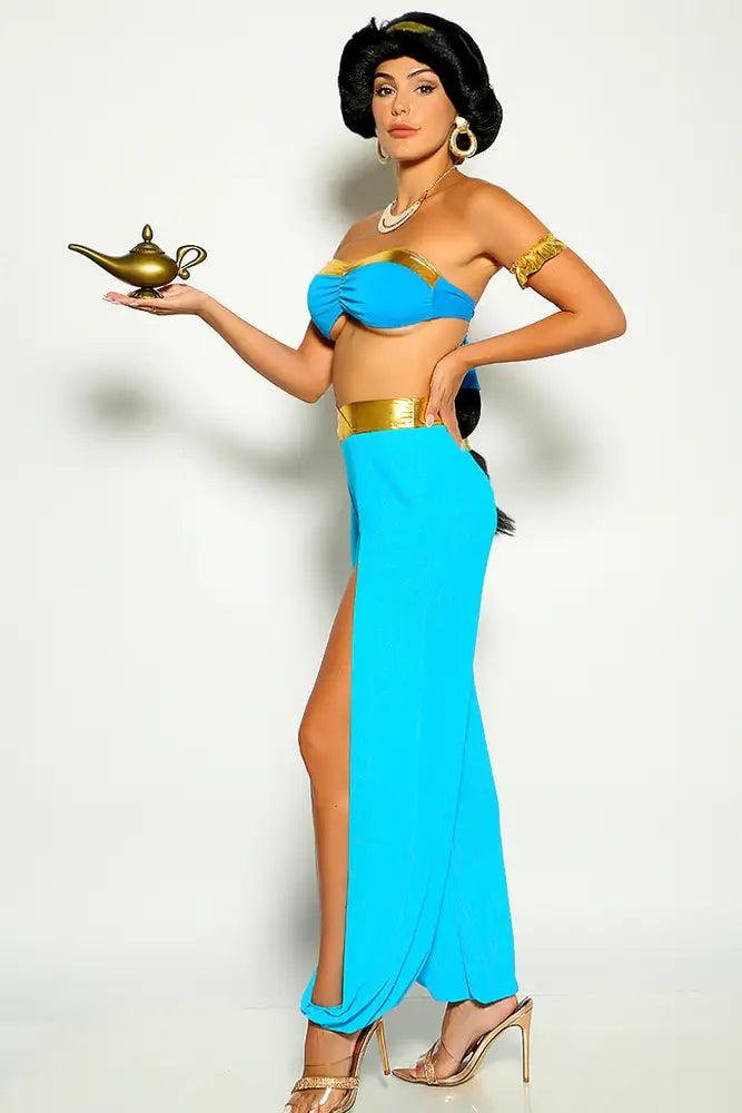 Gold Turquoise Bandeau Gold Trim 4 Piece Princess Jas Costume