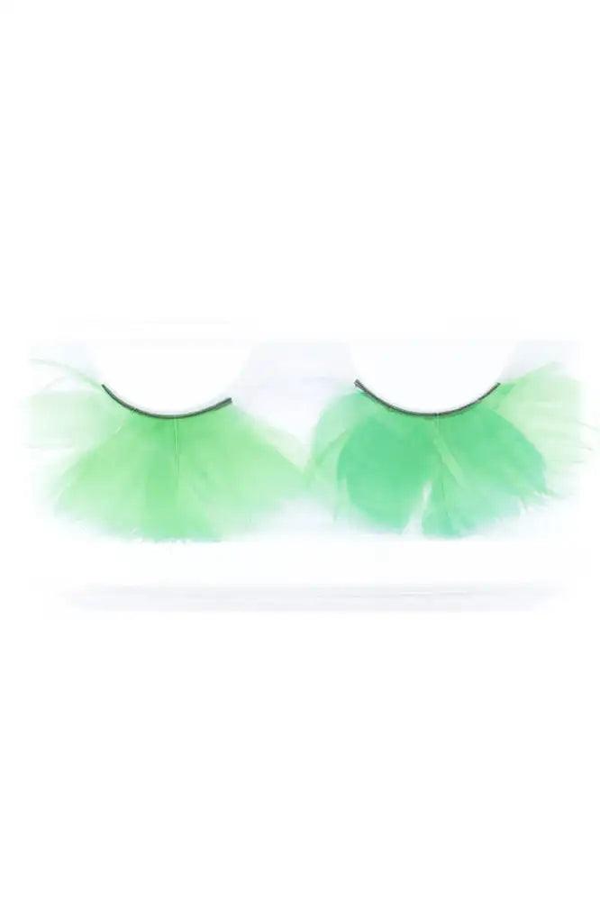 Green Faux Feather Eyelashes - Babewear