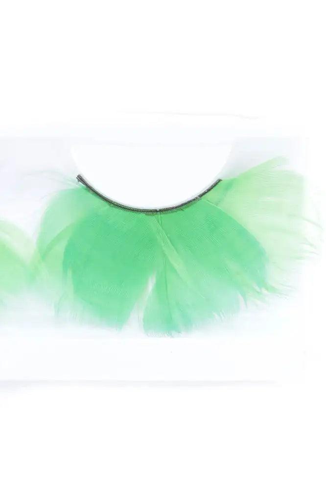 Green Faux Feather Eyelashes