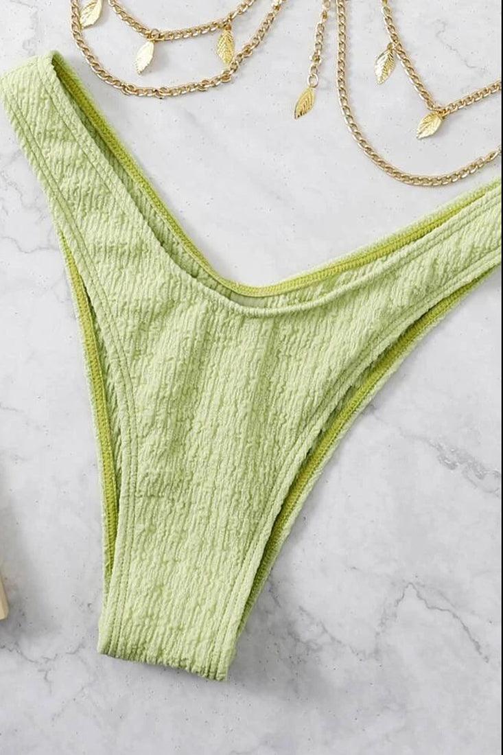 Green Gold Leaf Chain Ultra Cheeky 2Pc Bikini Swimsuit Set