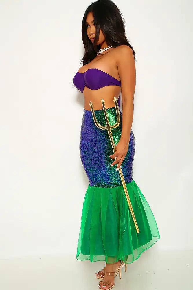 Green Mermaid Skirt One Piece Costume