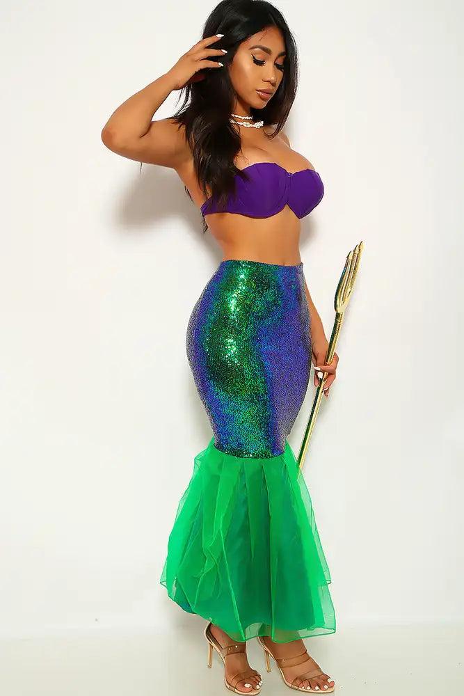 Green Mermaid Skirt One Piece Costume