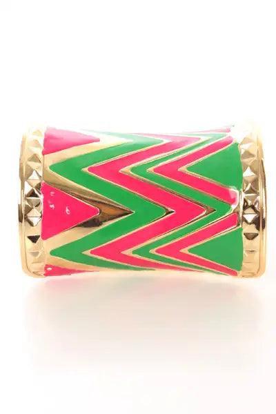 Green Multi Zig Zag Cuff Braclet