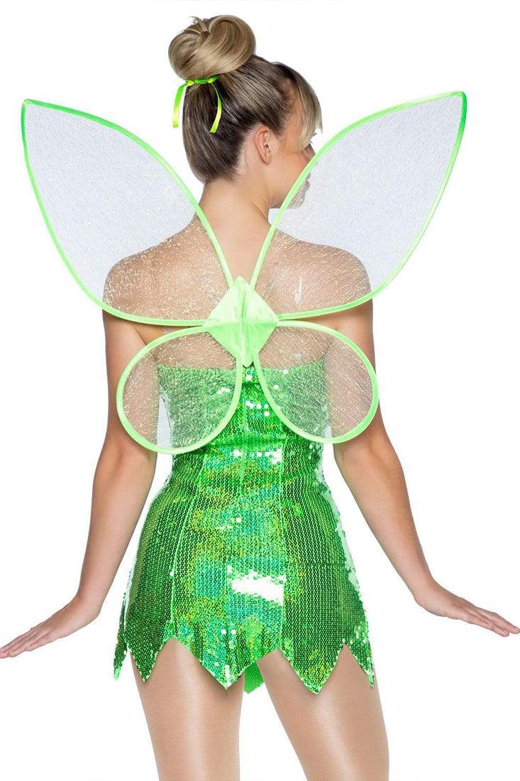 Green Sequin w/ Wings Pixie Fairy 2Pc Costume