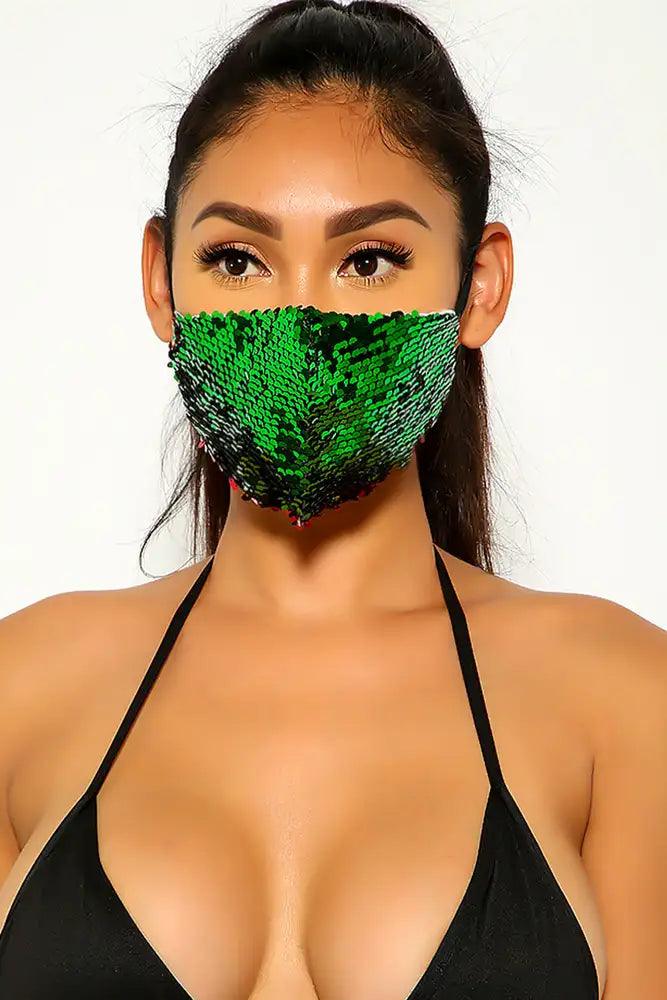 Green Sequins Reusable Washable Mask - Babewear