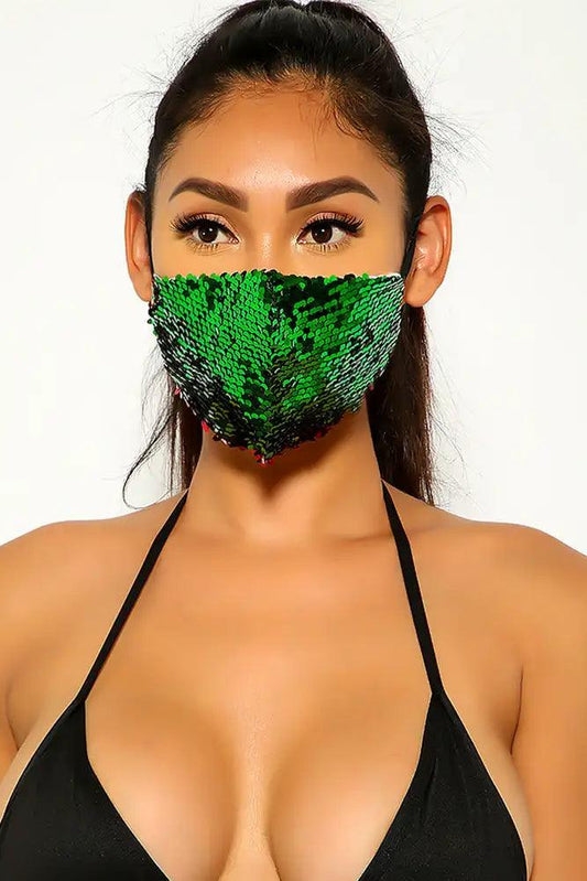 Green Sequins Reusable Washable Mask - Babewear