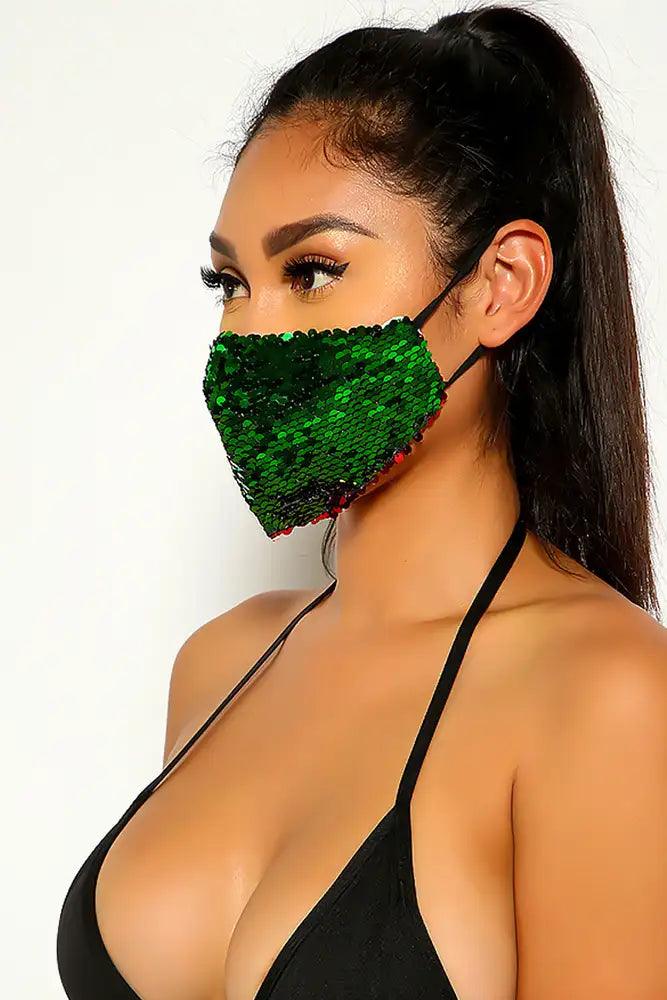 Green Sequins Reusable Washable Mask