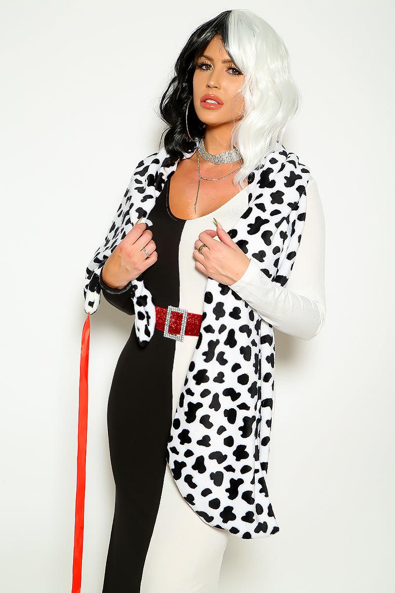 Keep It Cruel Sexy Half Black White Maxi Dress 3 Pc Costume