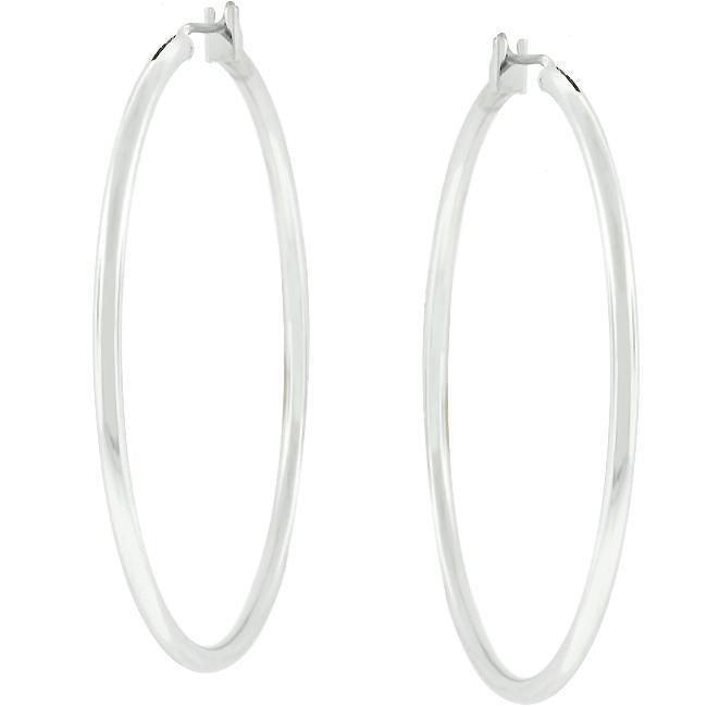 Large Silvertone Finish Hoop Earrings - Babewear