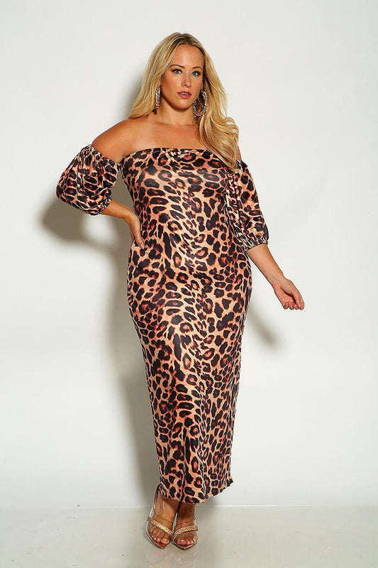 Leopard Print Off The Shoulder Maxi Dress