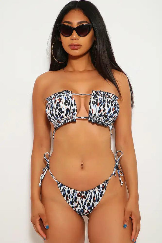 Leopard Purple Ruffled Two Piece Swimsuit - Babewear