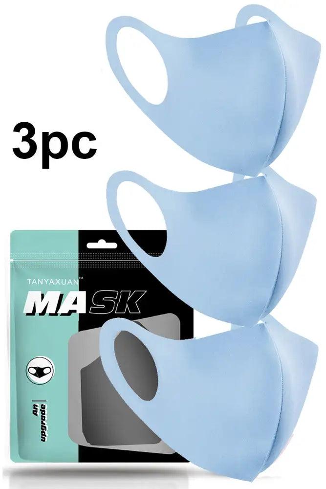 Light Blue Breathable Reusable Washable 3 Piece Face Mask - Babewear