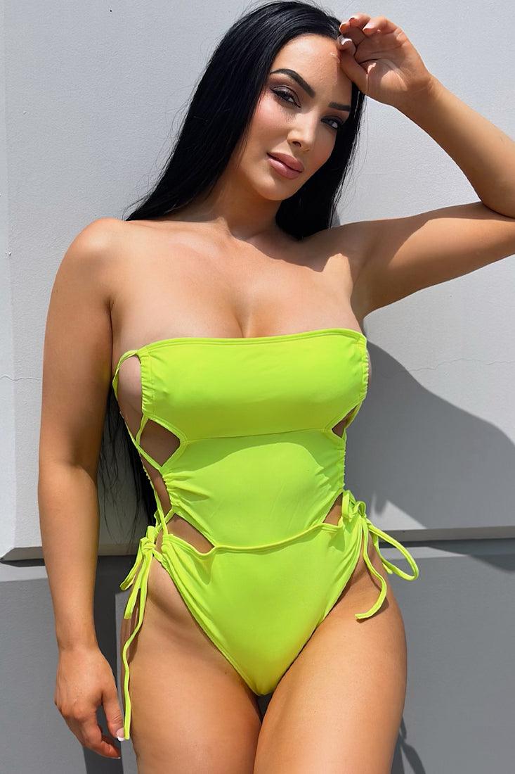 Lime Green Sexy Side Cutout Monokini